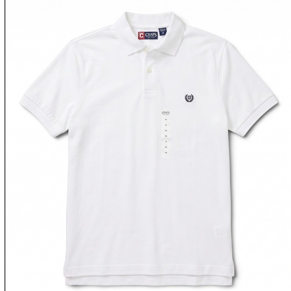 Chaps Men's White Performance Golf Polo Stretch Logo NWT Size Large